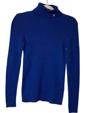 Lauren Ralph Lauren 100% Cotton Blue‎ Turtleneck Size Small